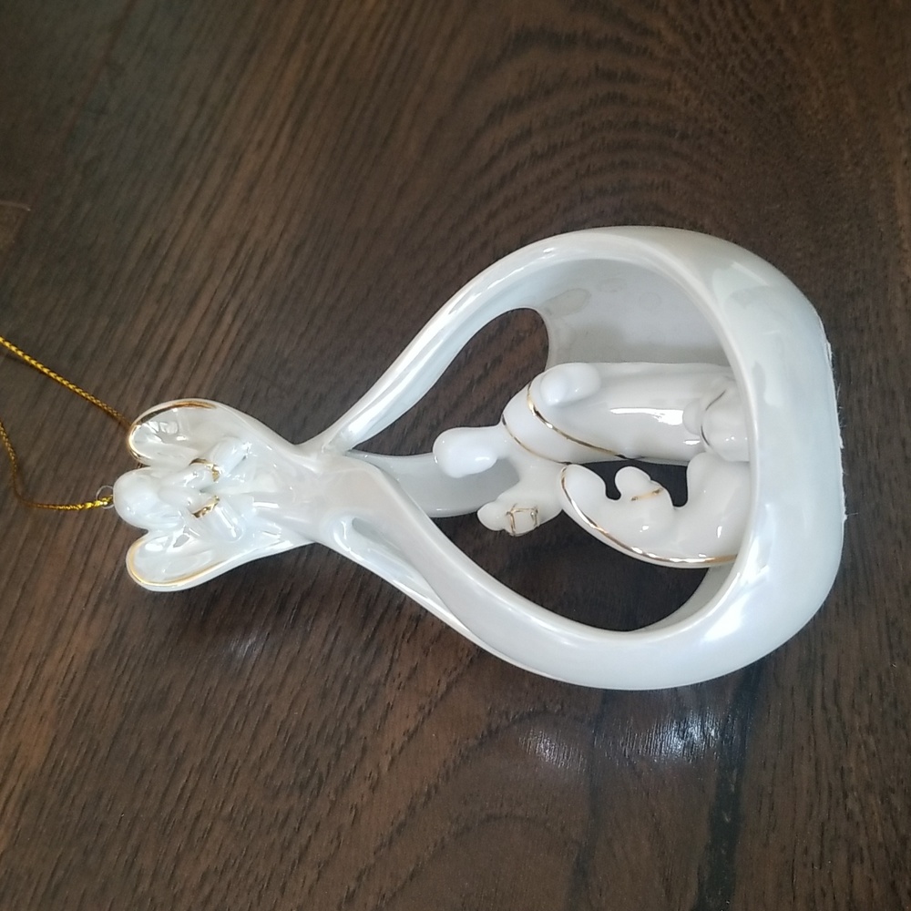 Porcelain Holy family hanging Christmas ornament